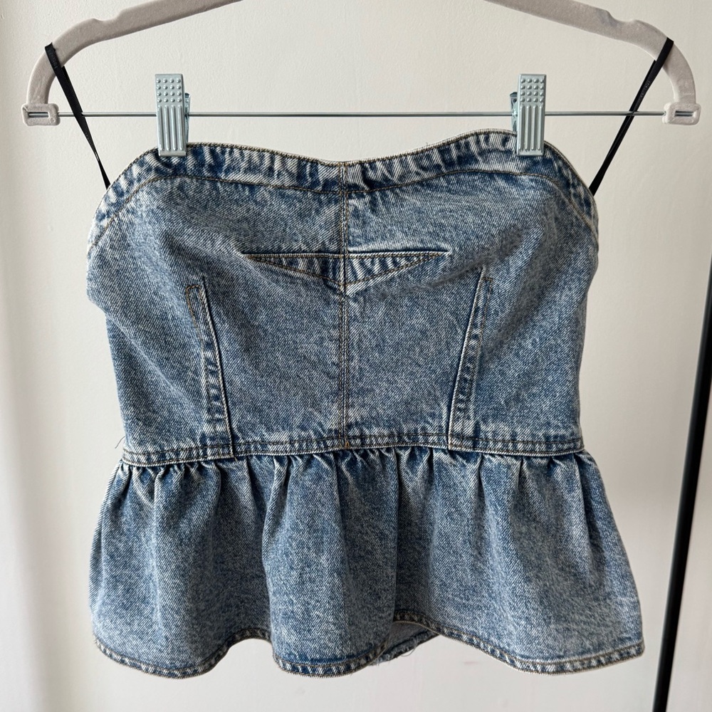Forever 21 Denim Peplum Tube Top – Size Small NWT